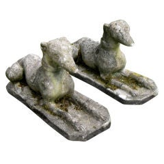 Antique Pair of English 1920's Stone Whippets