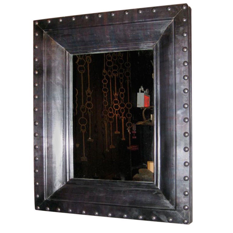 Belgian Large Rivet Mirror at 1stDibs
