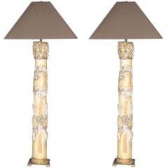 Pair of Italian 18thC Rocaille Column Lamps