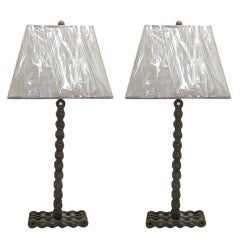Pair of 1940's Industrial Chain Lamps