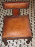Vintage Moroccan Pair Leather Side Chairs