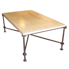 Italian Travertine / Iron Coffee Table