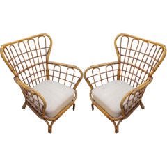 Pair1950'S French Bamboo Club Chairs