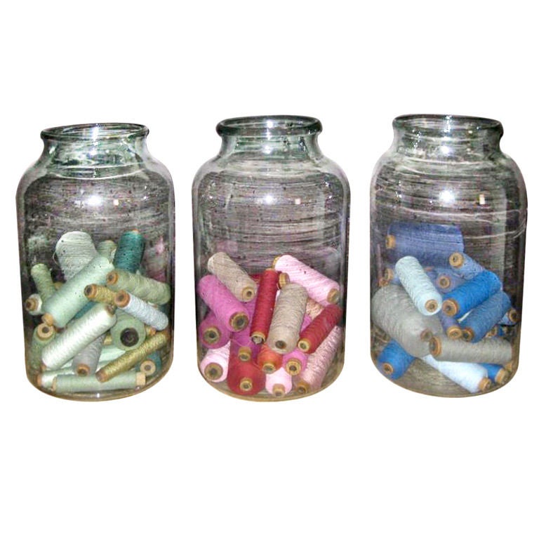 Glass Jars with Colored Threads