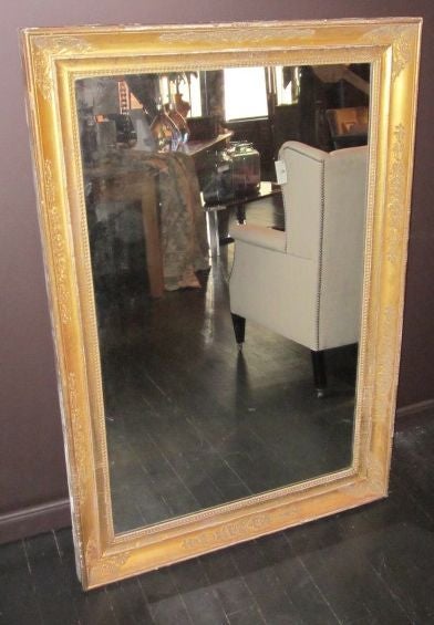 French 19th Century Gold Gilt Decorative Frame Rectangular Wall Mirror, France