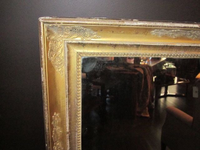 19th Century Gold Gilt Decorative Frame Rectangular Wall Mirror, France In Good Condition In New York, NY