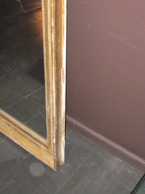 19th Century Gold Gilt Decorative Frame Rectangular Wall Mirror, France 1