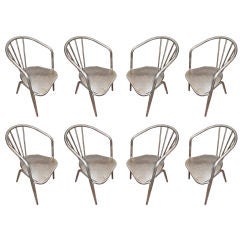 Set of 8 French Industrial 1940's Dining Chairs