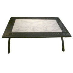 Italian Marble Top Steel Base Coffee Table