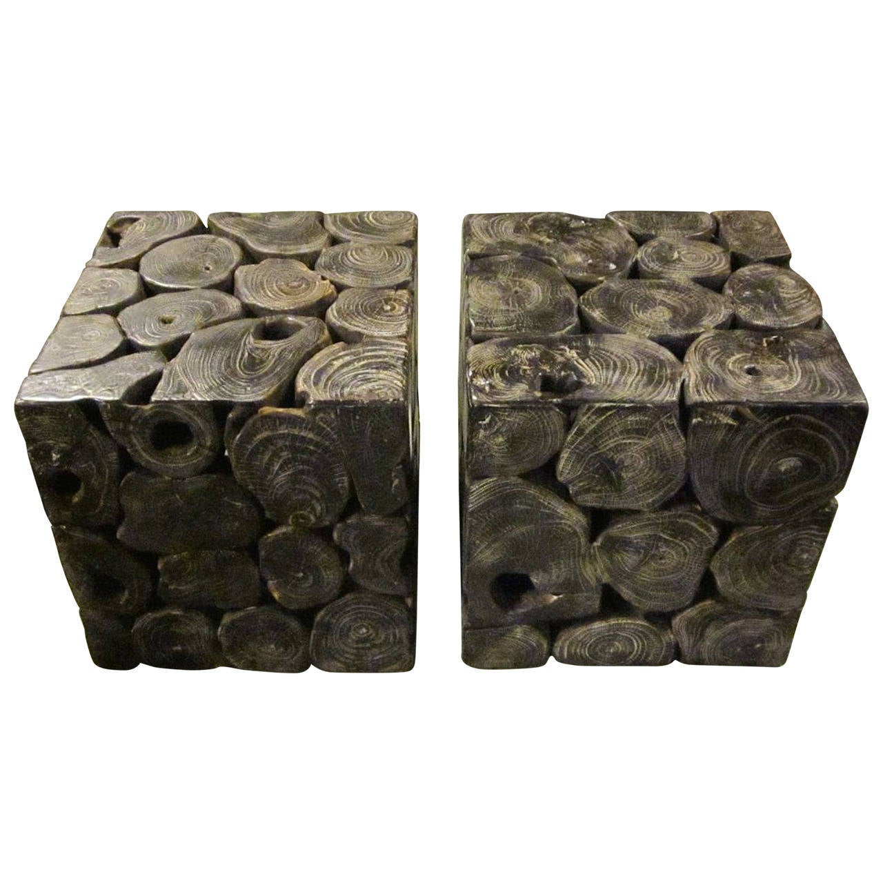 Brown Wood Slice Side Tables Indonesia Contemporary