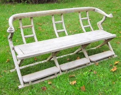 Nicely Weathered Patina Wooden Chinese Garden Bench<br />
Looks Great from all sides