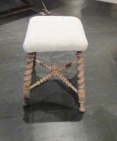 19thc French Bleached Spool Leg Foot Stool