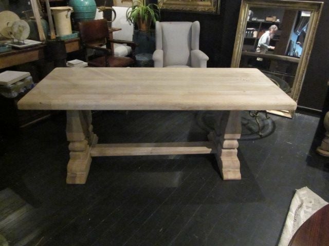 Bleached Thick Top Flemish Farm Table<br />
Also Makes a Great Writing Desk<br />
Beautiful Patina