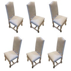 Os d'Mouton Set of Six Bleached Dining Chairs, France, 1920s