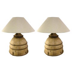 Chinese Water Bucket Pair of Lamps
