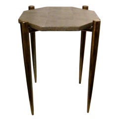 Faux Shagreen and Brass Small Side or Cocktail Table, China, Contemporary