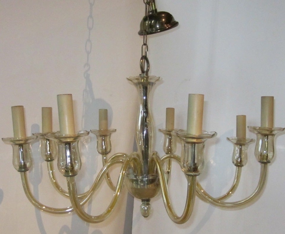 1940s Murano Glass Eight-Arm Chandelier, Italy