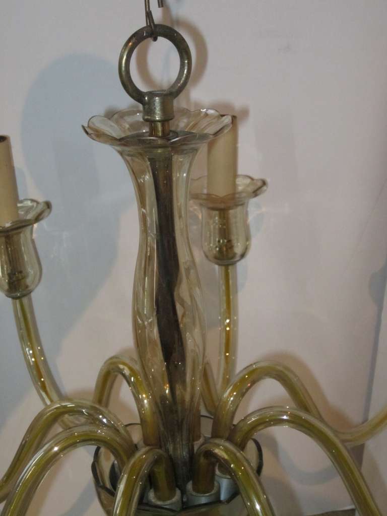 Mid-20th Century 1940s Murano Glass Eight-Arm Chandelier, Italy