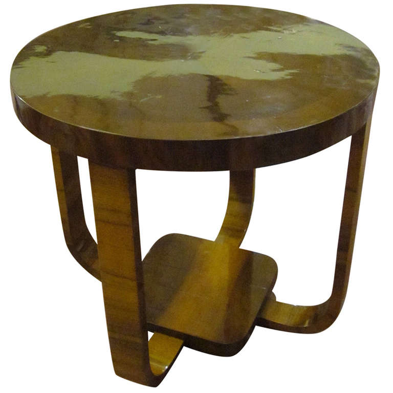 Round Highly Polished Walnut Side Table, Austria, 1930s at 1stdibs