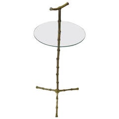 Maison Bagues Glass and Brass Cocktail Table, France, circa 1950s