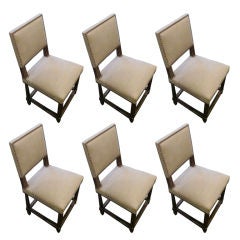Set Of Six French Square Back Dining Chairs