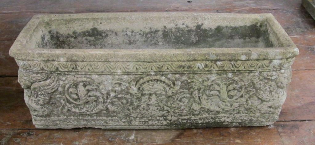 Beautifully carved and weathered pair of rectangular garden planters
Great patina