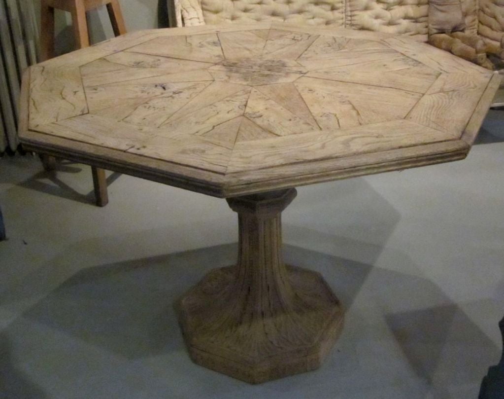 1860 French Bleached Octagonal Center Hall Table