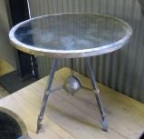 Smoked Mirror Top and Iron Base Side Table