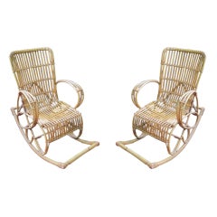 Pair Italian Bamboo Rocking Chairs