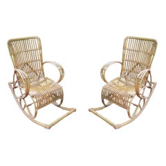 Pair Italian Bamboo Rocking Chairs