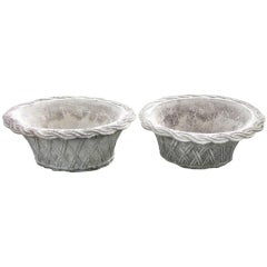 Pair of English Basket Weave Planters