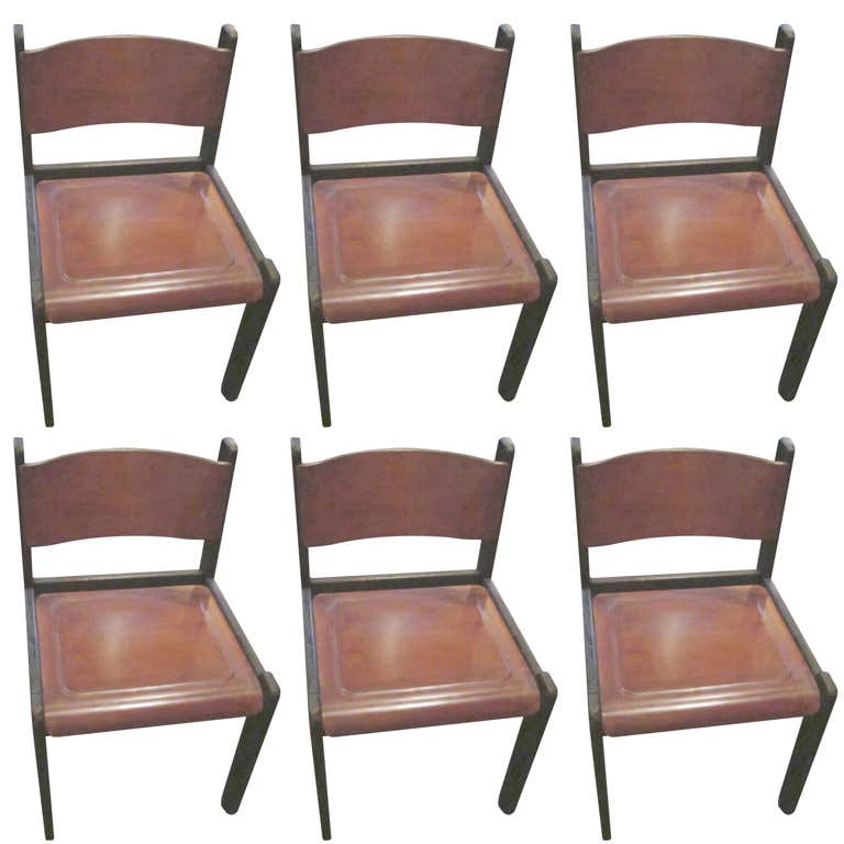 Wood And Leather Dining Room Chairs - 59 For Sale on 1stDibs