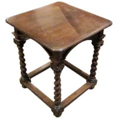 Antique 19thc French Spool Leg Square Side Table