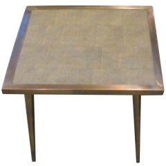 Faux Shagreen and Brass Side Table