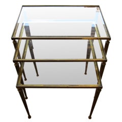 Brass and Glass Nesting Tables Brass and Glass Nesting Tables