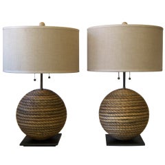 Pair of Rope Ball Lamps