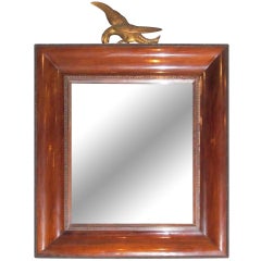 19thC French Polished Mahogany Mirror