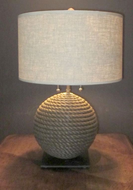 Pair of Vintage Rope Ball Lamps