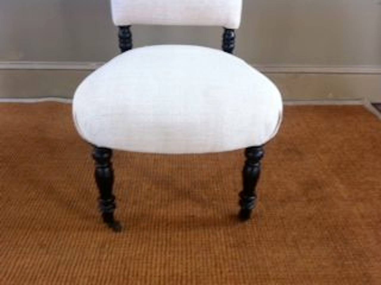 Painted 19th Century French Napoleon III Upholstered Slipper Chair, France