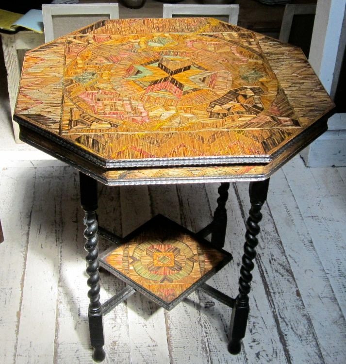 19thc English Matchstick Top Side Table