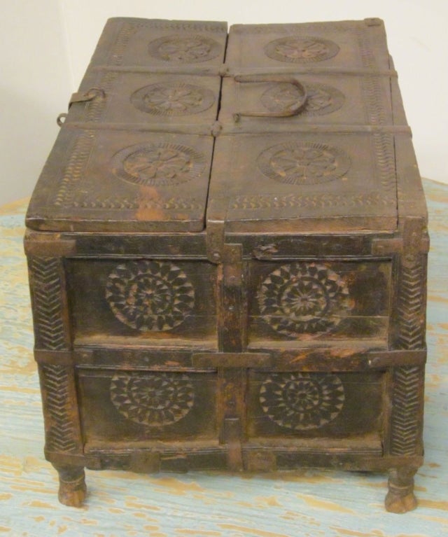 19th Century Indian Wood and Metal Box 1