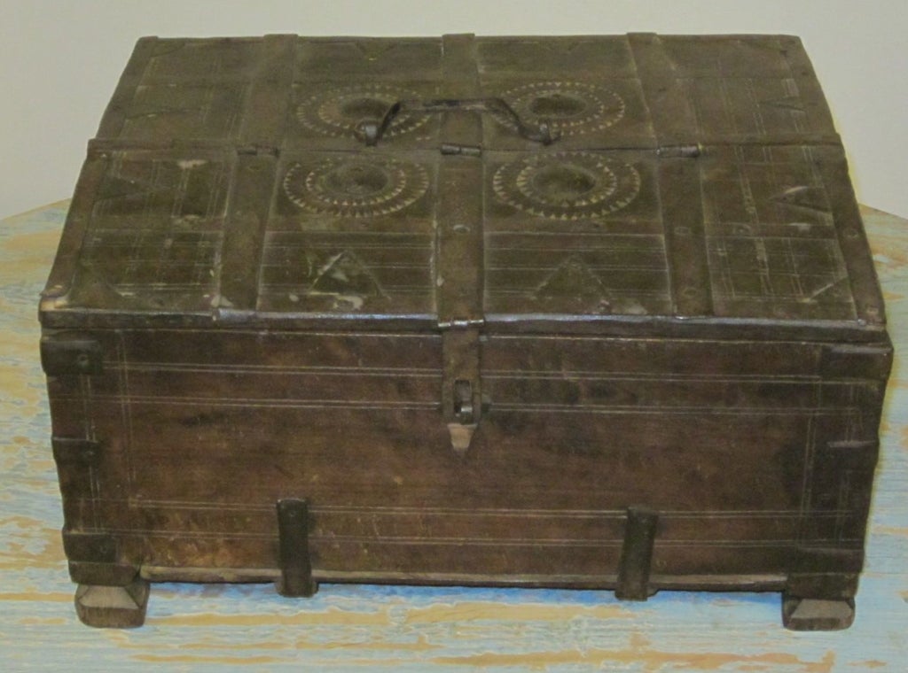 19thc Indian Wood and Metal Box