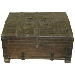 Antique 19thc Indian Wood and Metal Box