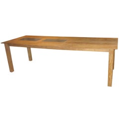 Teak Dining Table with Bluestone Insets
