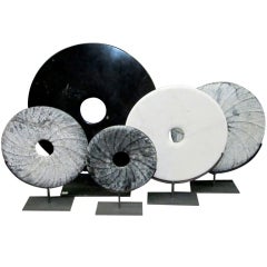 Chinese Marble Disks on Stand Set of Five Chinese Marble Disks on Stand Set of Five