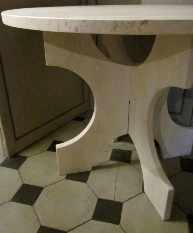 Italian Travertine Round Side Table, Contemporary 3