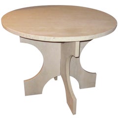Italian Travertine Round Side Table, Contemporary