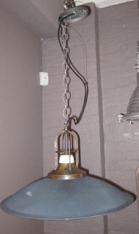 Pair of Ridged Glass Industrial Light Fixtures