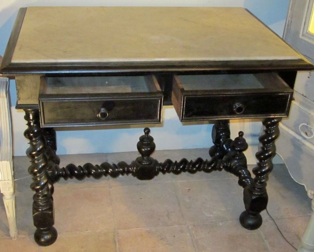 French Napoleon III Marble Top Side Table/Desk
