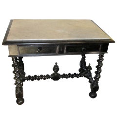 French Napoleon III Marble Top Side Table/Desk